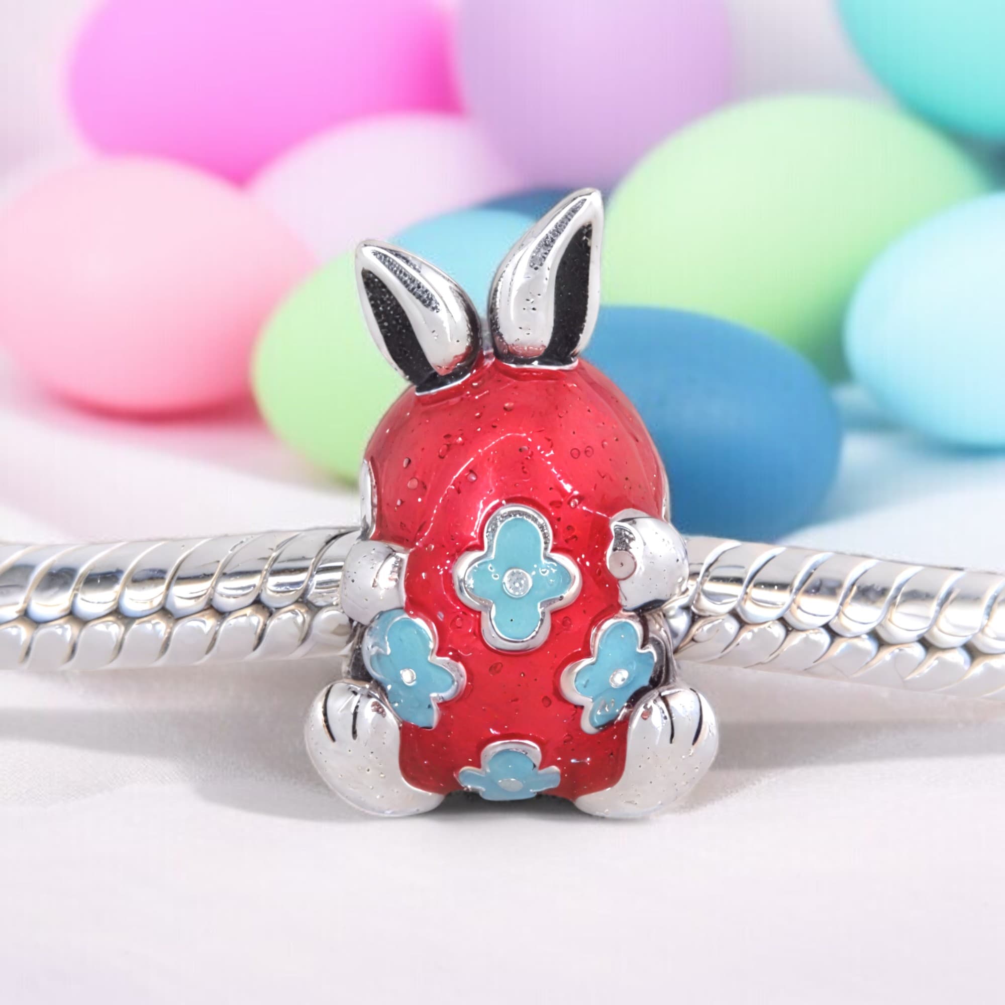 Charms Pisanka króliczka srebro 925 zawieszka