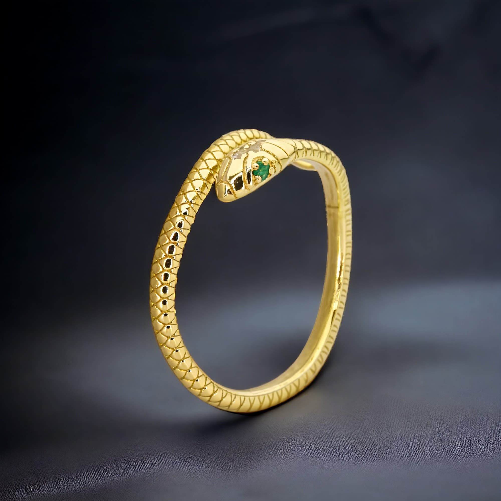 Pierścionek Złoty Wąż srebro 925 złoto regulowany żmija