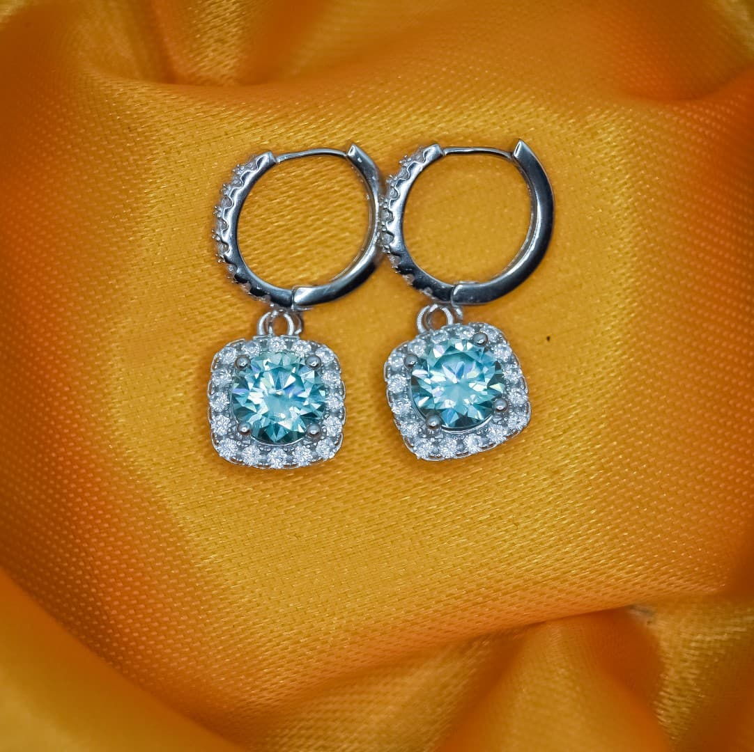 Kolczyki Halo Moissanit srebro 925