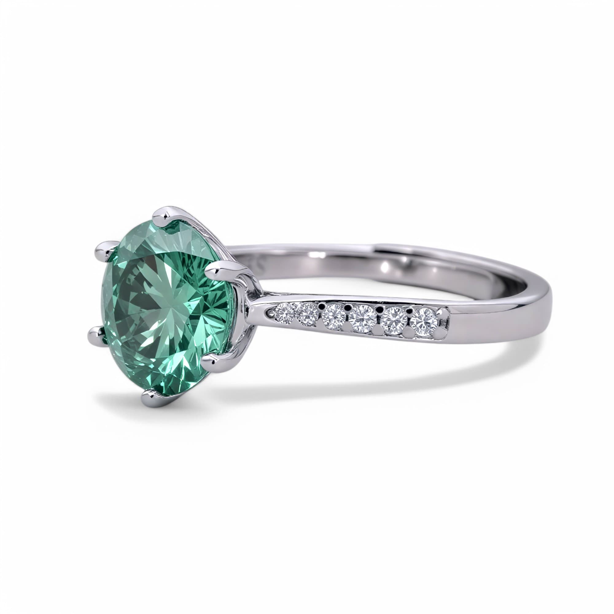 Pierścionek Moissanit 3 ct zielony duży kamień srebro 925 regulowany diament laboratoryjny