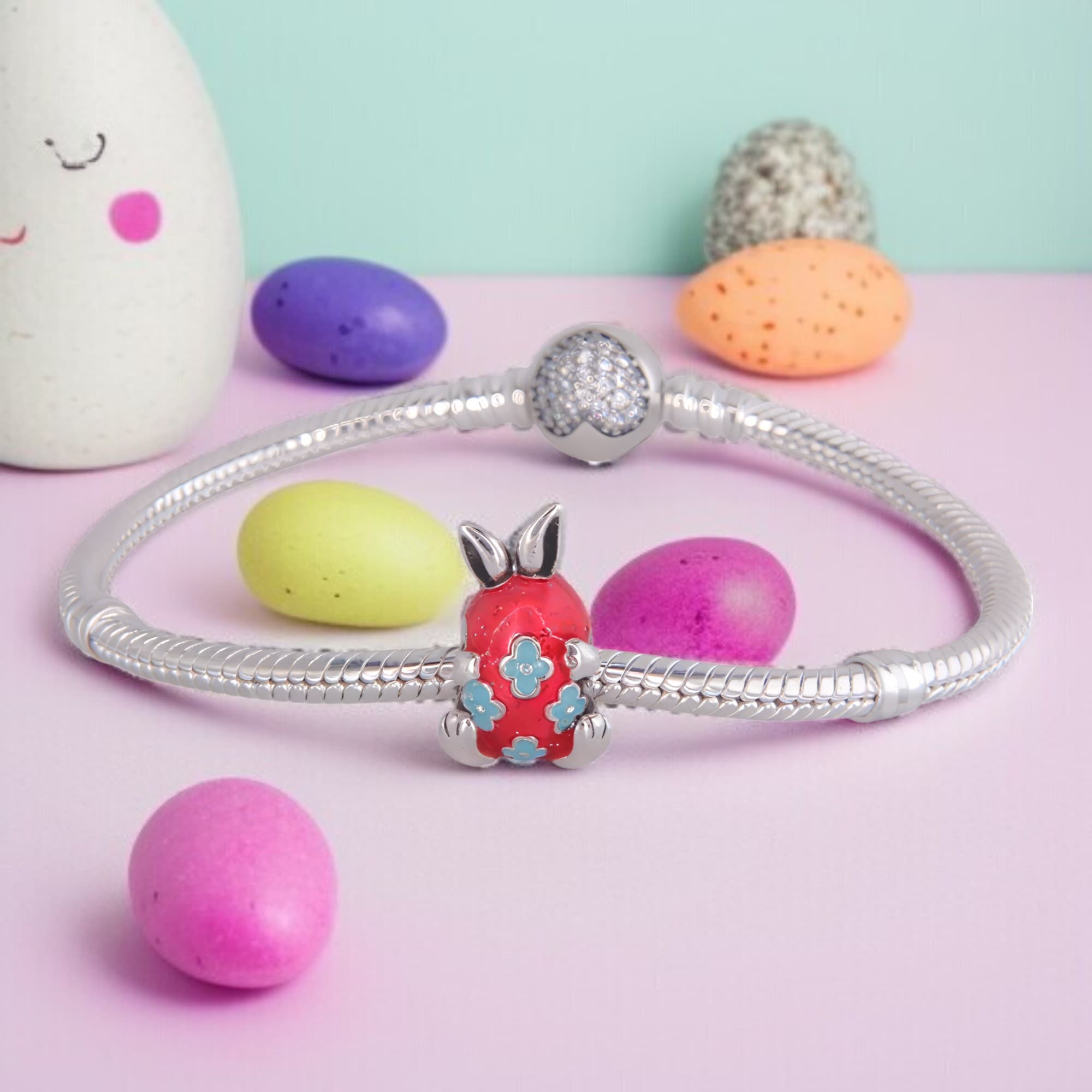 Charms Pisanka króliczka srebro 925 zawieszka