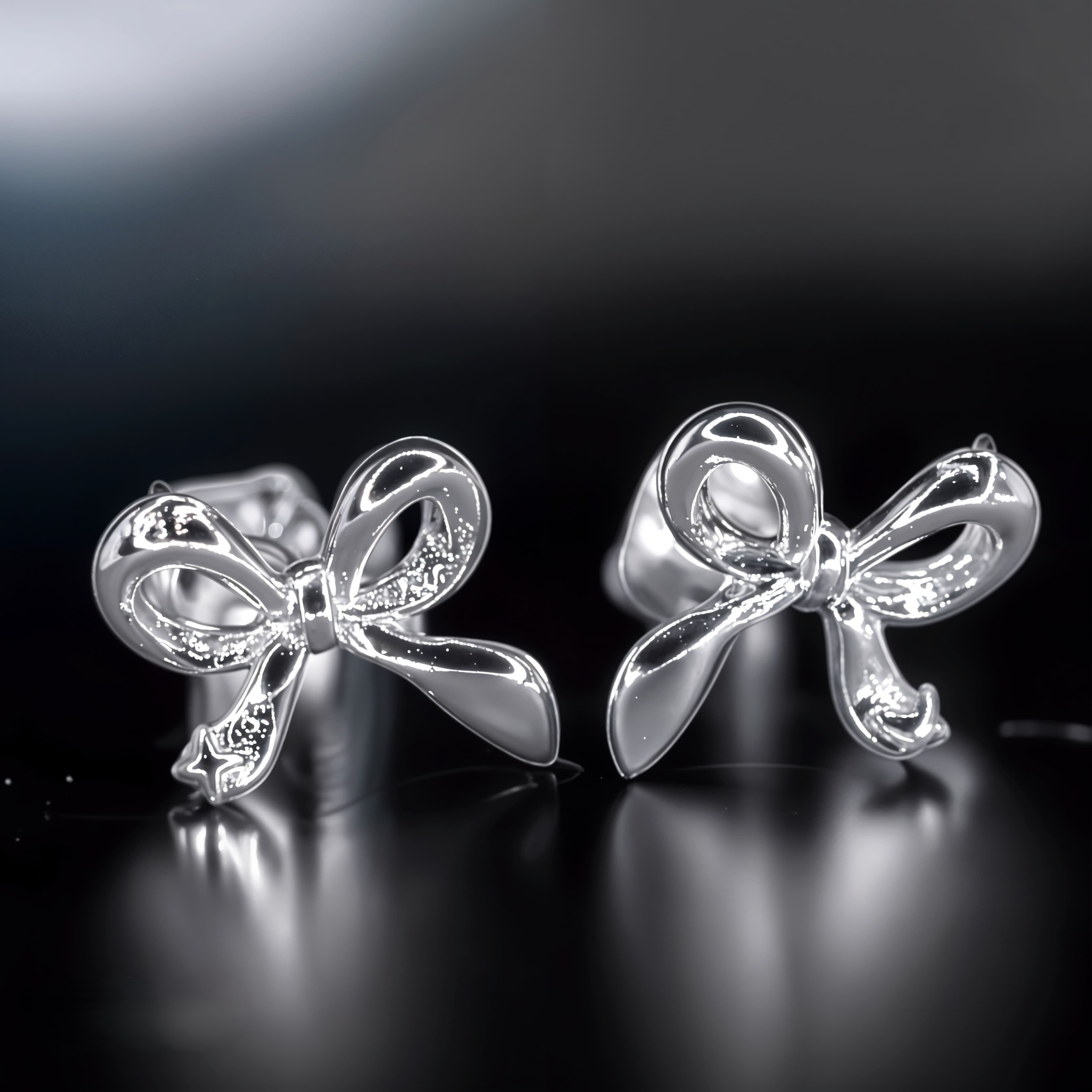 Kolczyki WSTĄŻKI SREBRO 925 kokardki