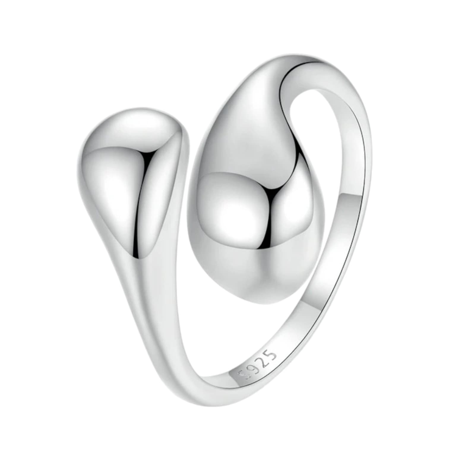 Pierścionek KROPLA WODY srebro 925 regulowany