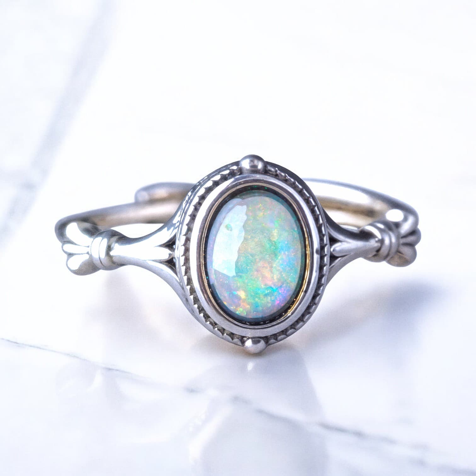 Pierścionek z OPALEM srebro 925 retro regulowany