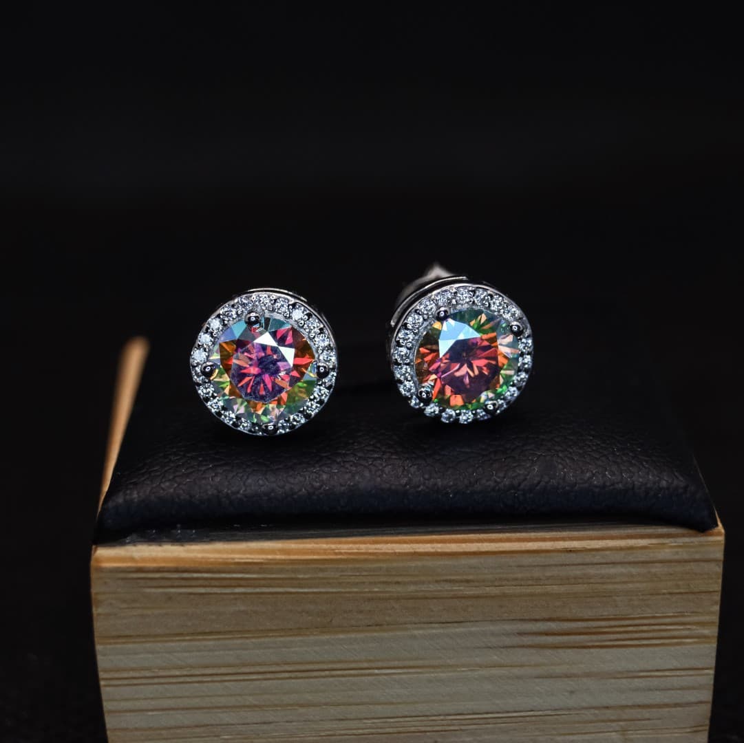 Kolczyki "Zorza Polarna" z diamentem Moissanite