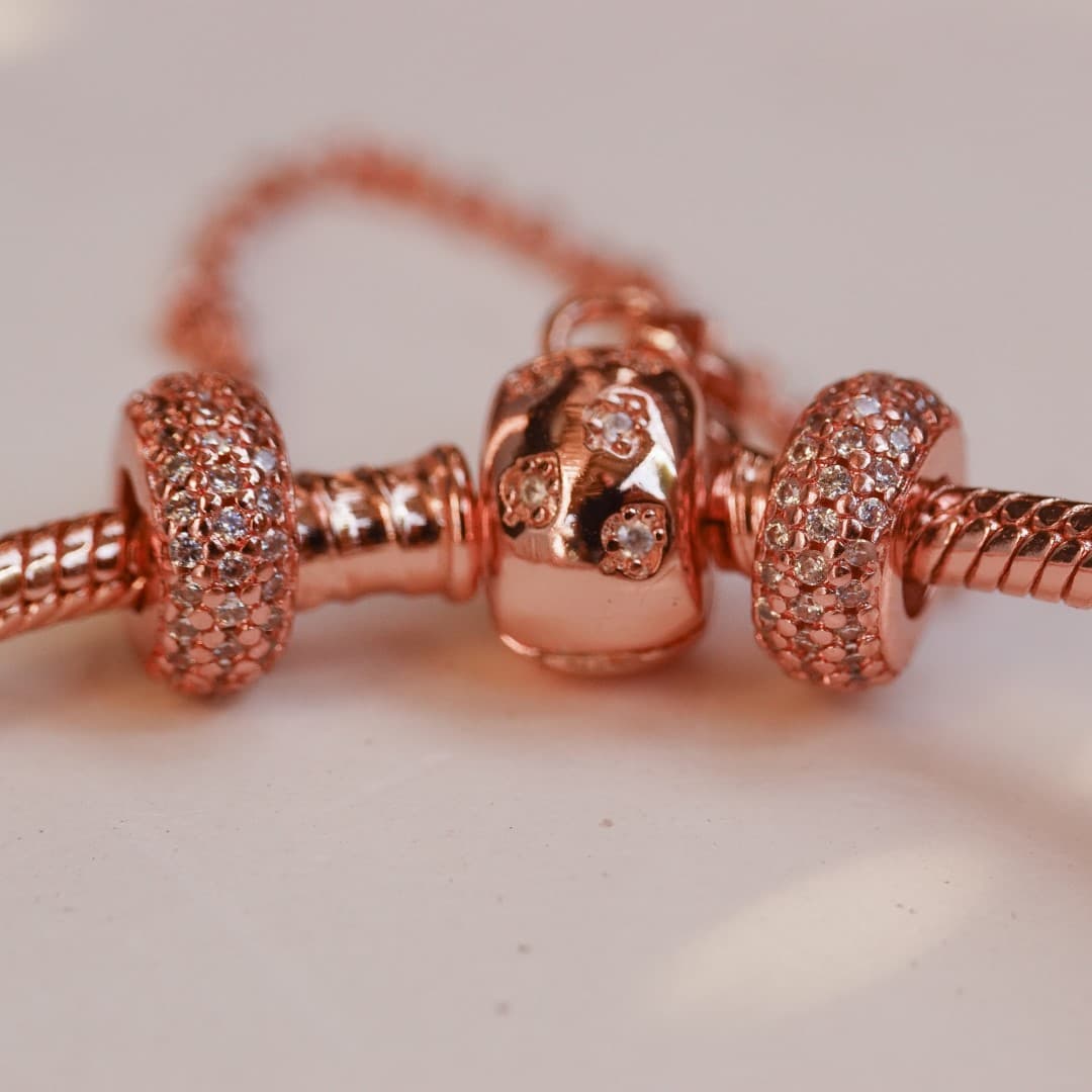 Łańcuszek zabezpieczający z gwintem srebro 925 różowe złoto rose gold