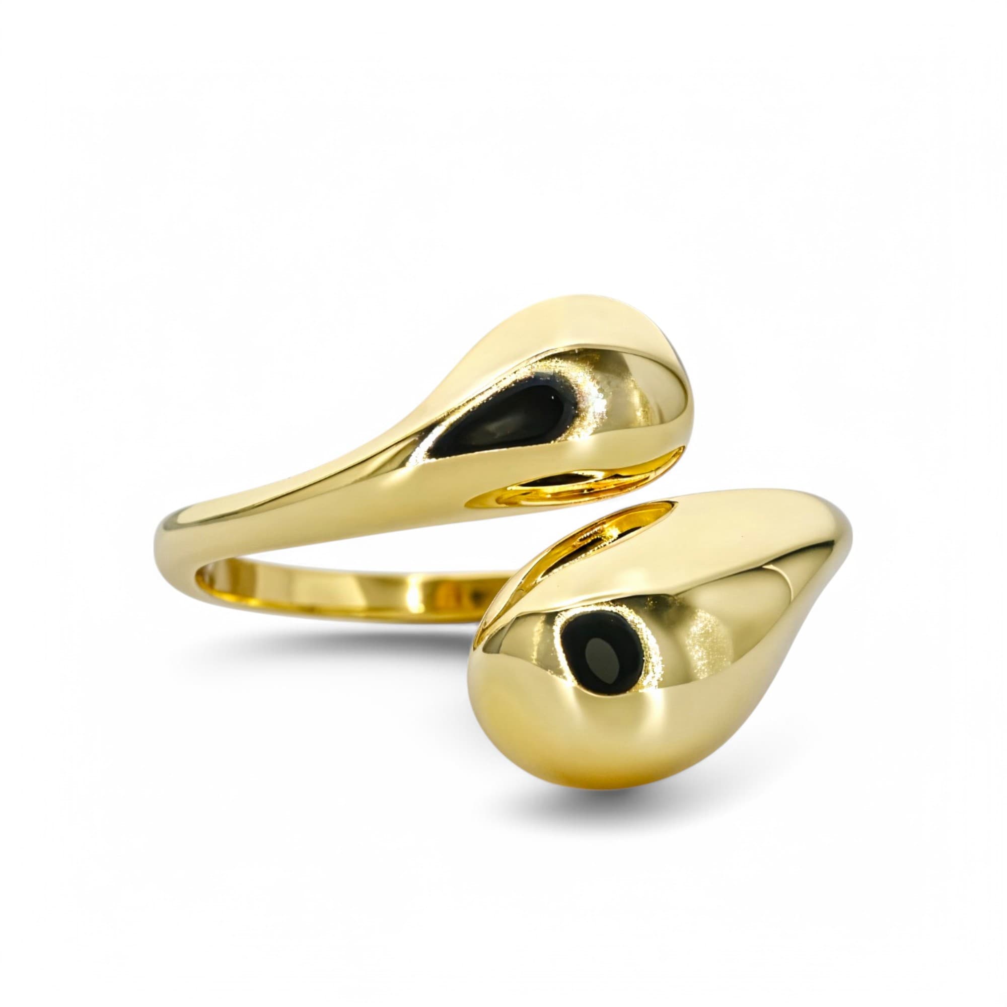 Pierścionek KROPLA WODY srebro 925 regulowany złoto masywny