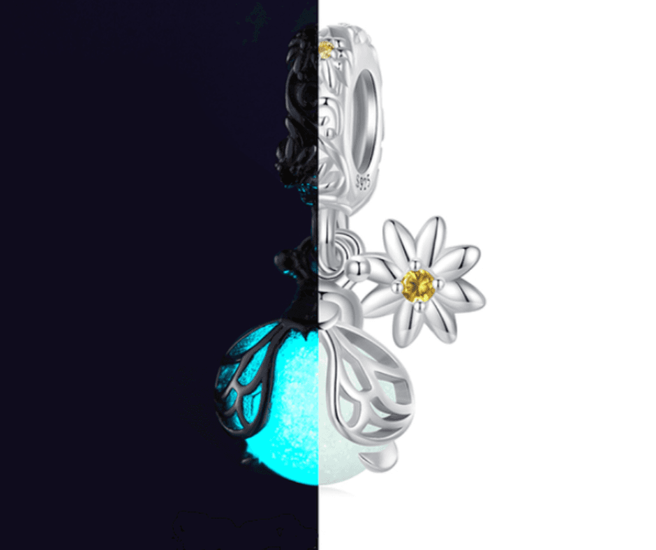 Charms zawieszka do Pandora Robaczek Świętojański świecący Fluorescencyjna Biedronka srebro 925