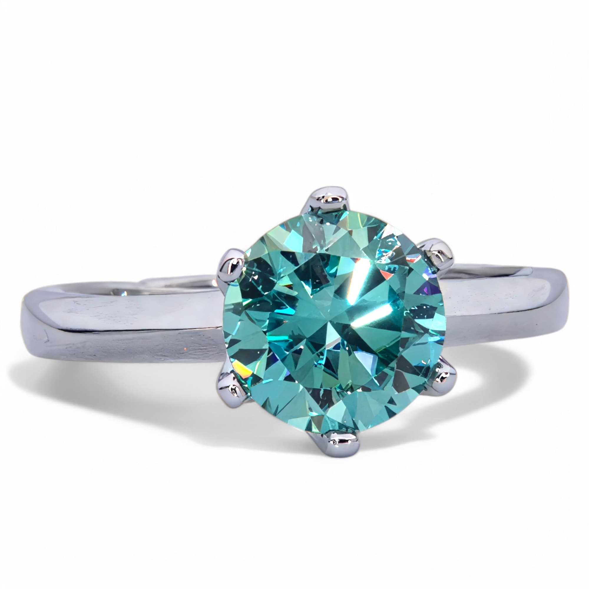 Pierścionek Moissanite 2 ct Błękit srebro 925 diament