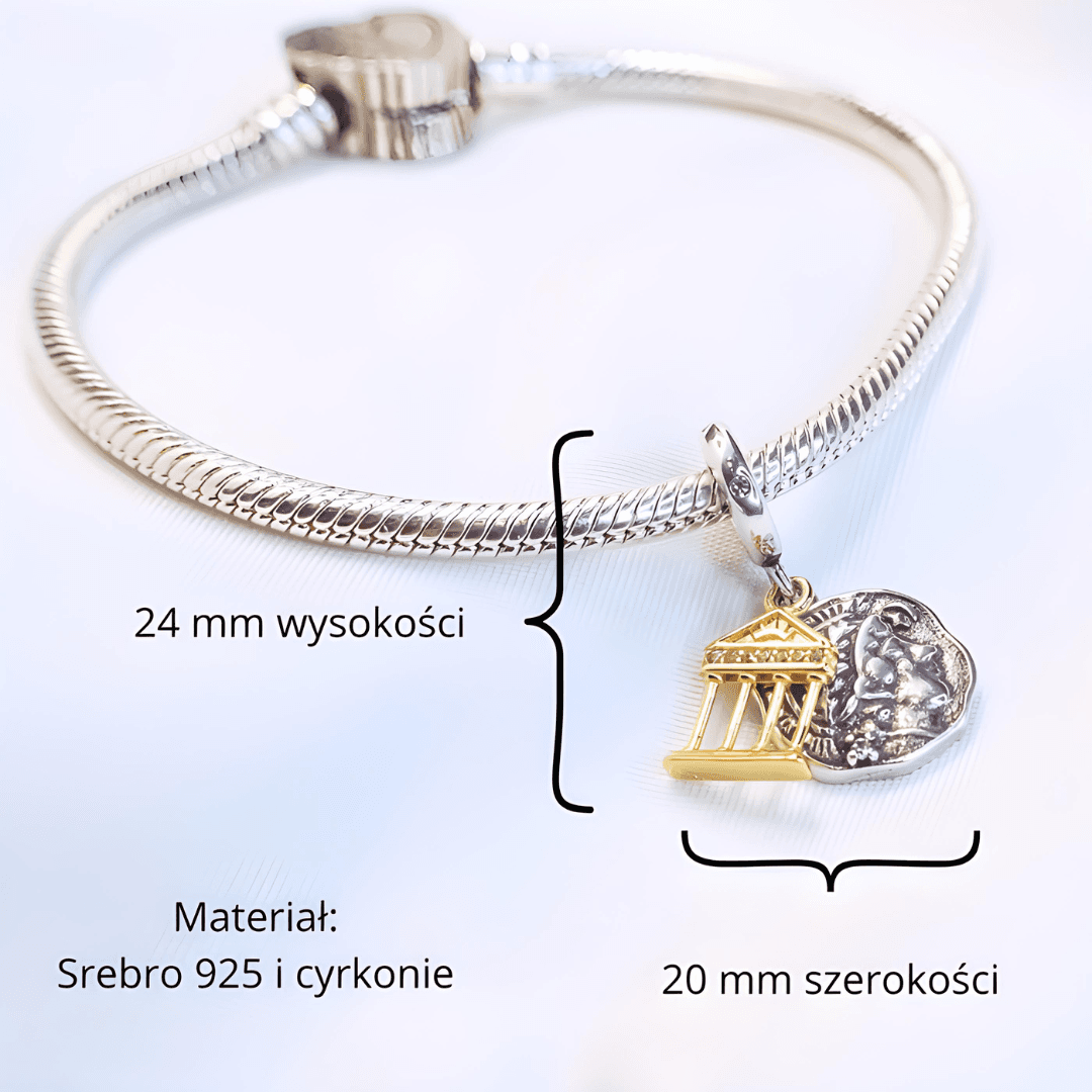 Charms do Pandora Grecja Atena srebro 925 Ateny