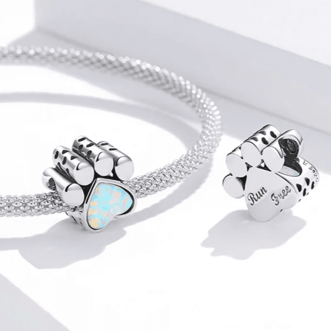 Charms  Łapka Psa Kota srebro 925 opal
