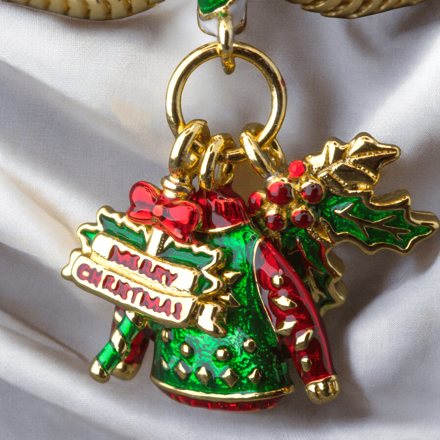 Charms ŚWIĄTECZNY jemioła sweter potrójny złoty srebro 925