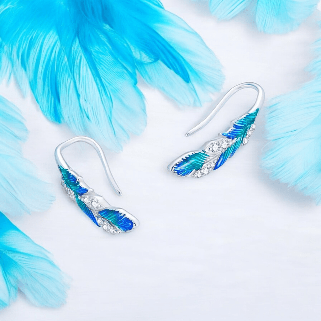 Kolczyki Piórko srebro 925 boho