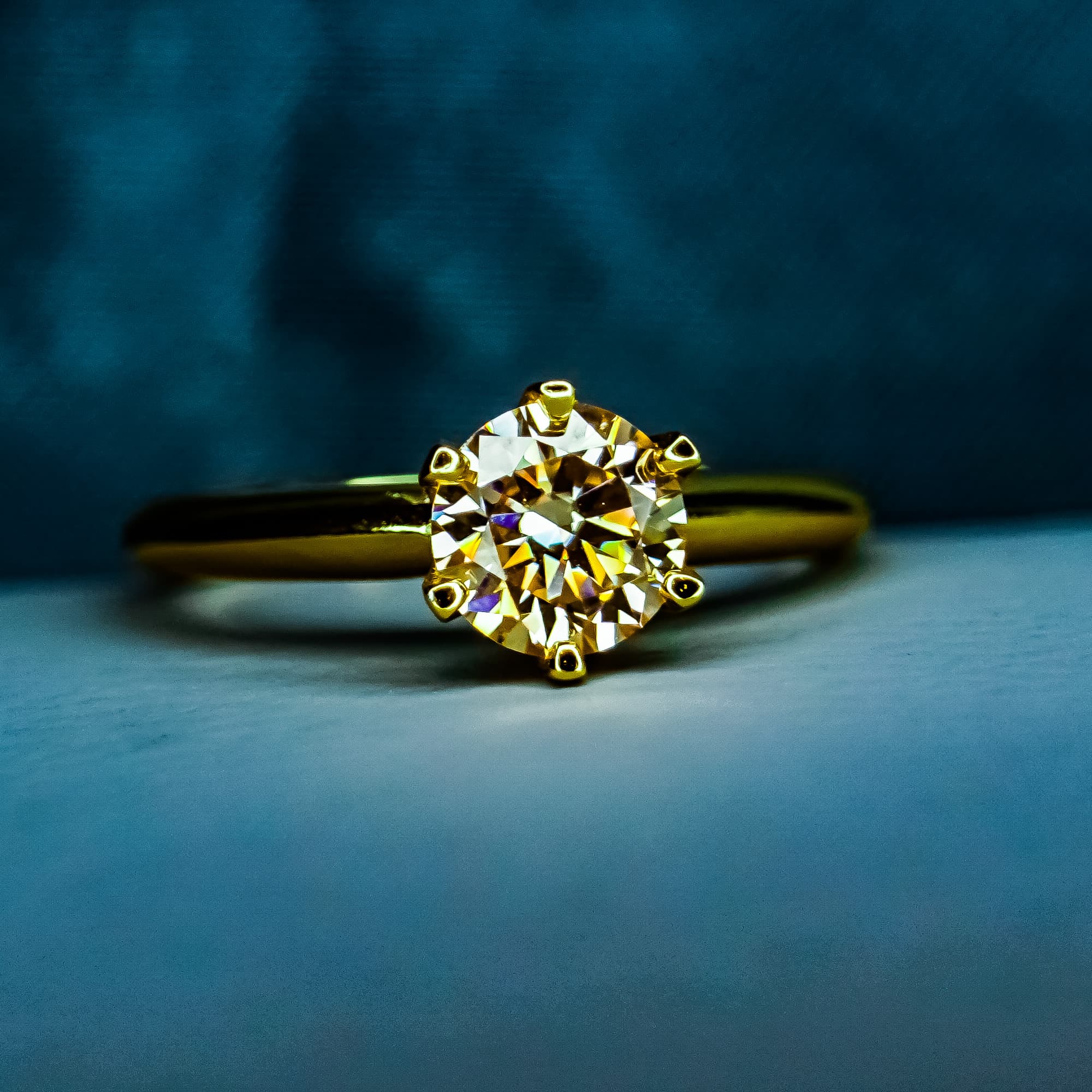 Pierścionek Moissanit 1 karat srebro złocone