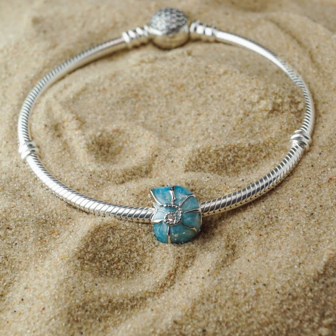 Błękitna muszla ocean  charms do Pandora srebro 925