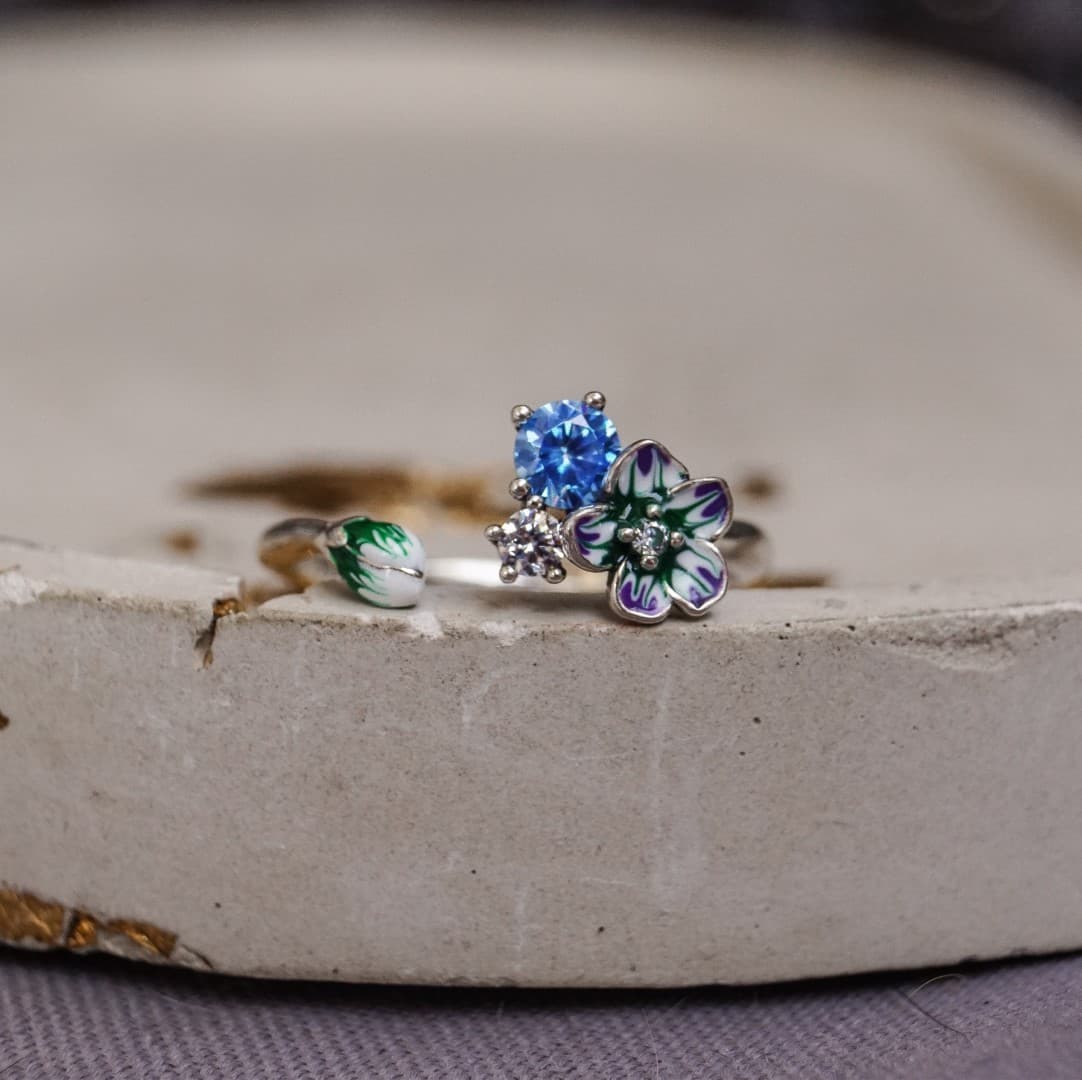 Pierścionek Kwiat Wiśni srebro 925