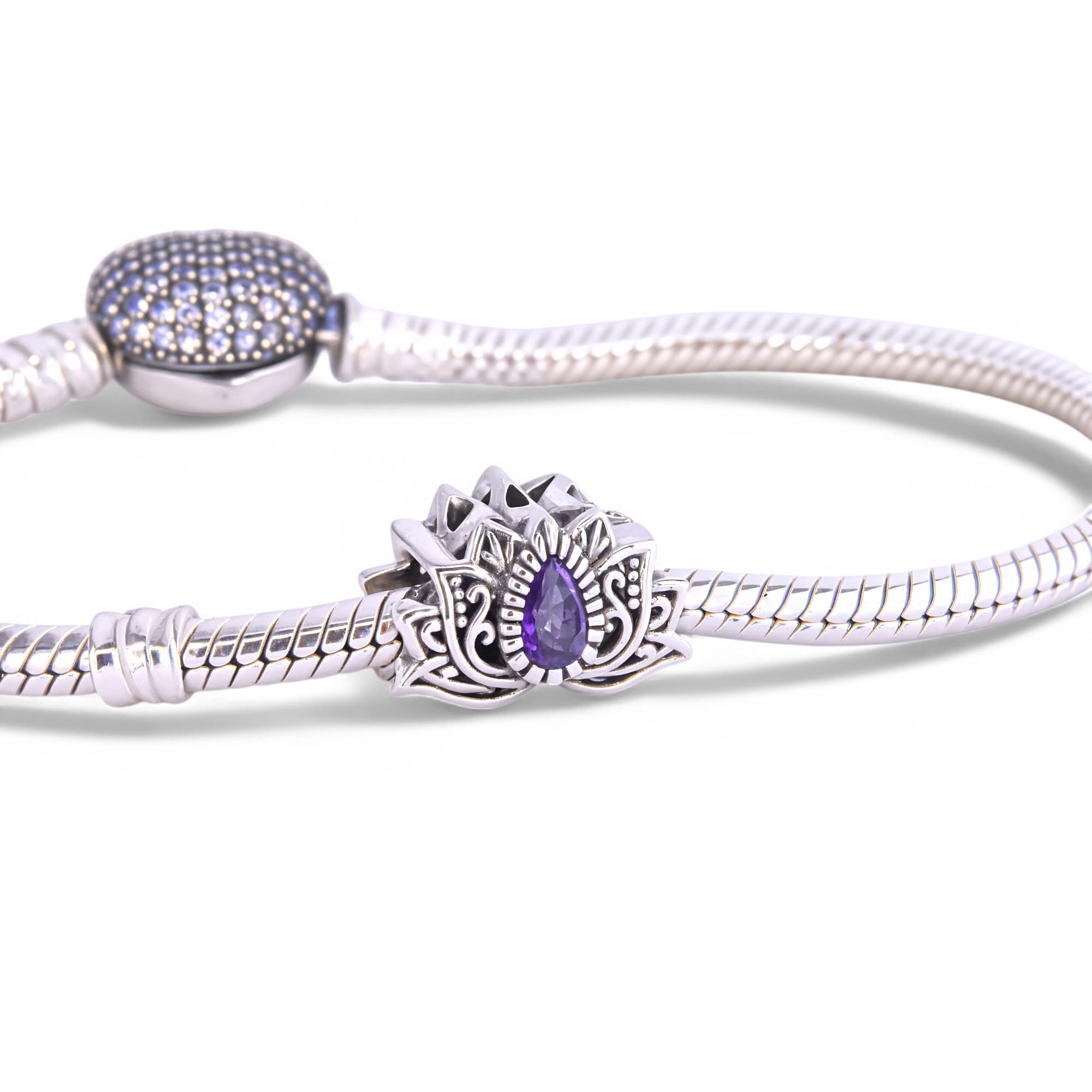 Charms Kwiat lotosu srebro 925 cyrkonie