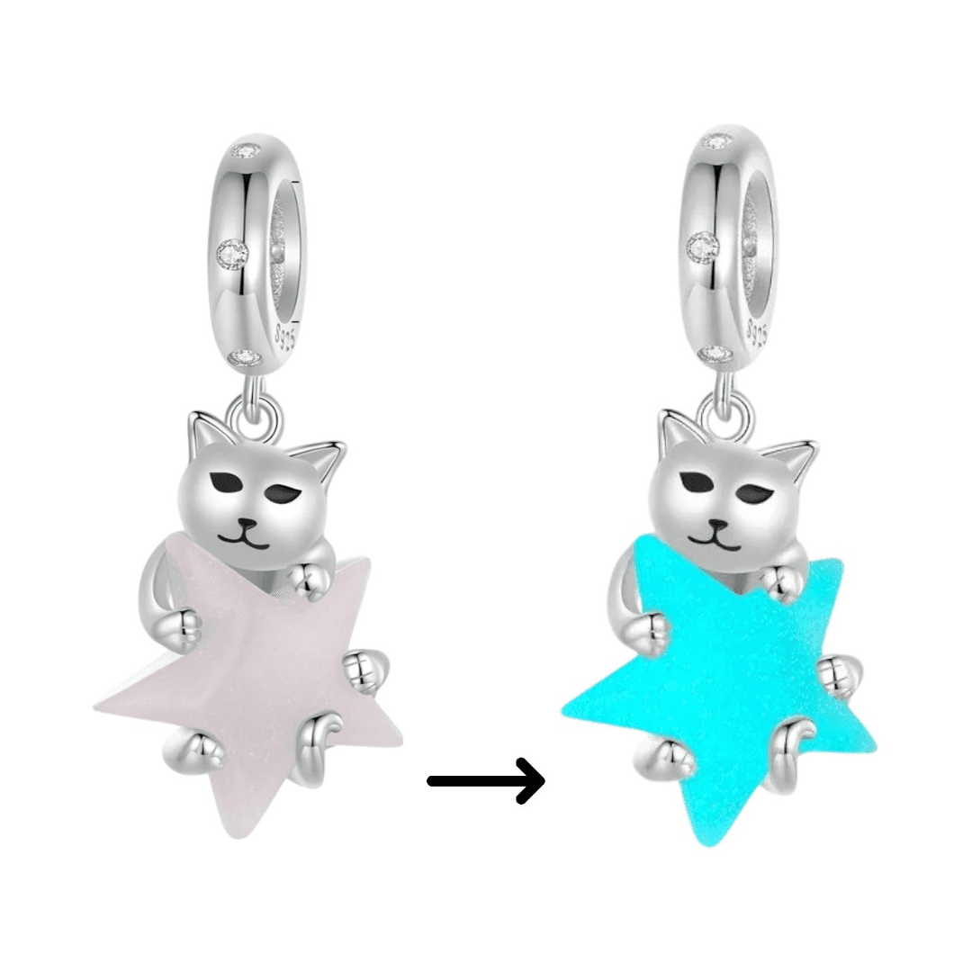 Charms Kotek świecący w nocy Srebro 925