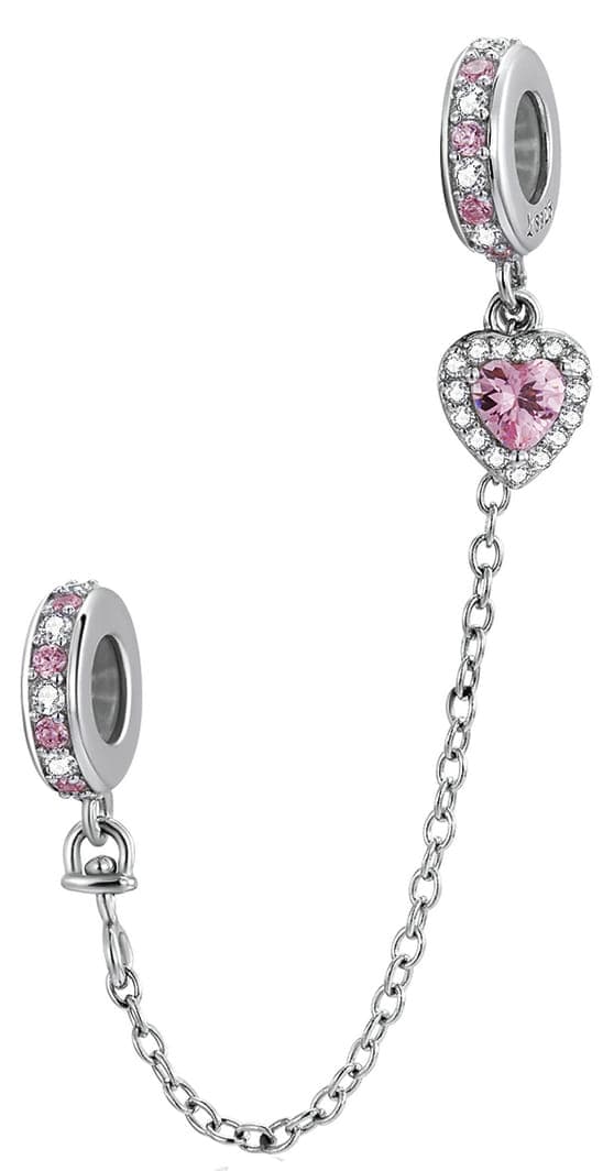 Łańcuszek zabezpieczający do bransoletki Pandora SERCE srebro 925 platyna