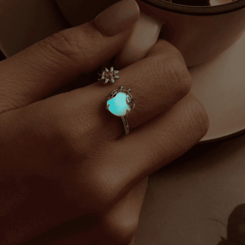 Pierścionek Świecący Robaczek świętojański srebro 925