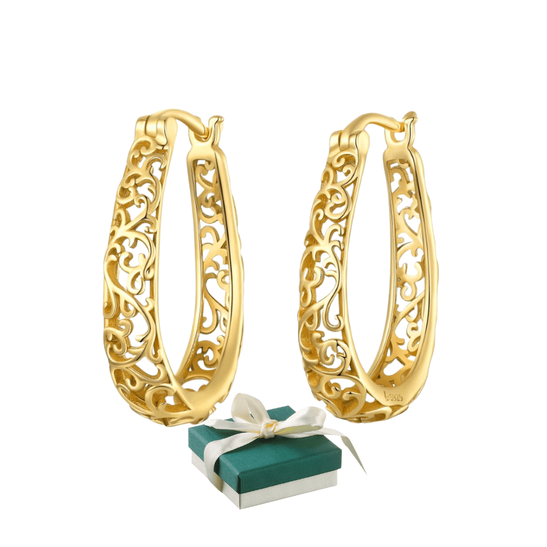 Kolczyki Vintage Winorośl srebro 925 pokryte 18 karatowym złotem Retro