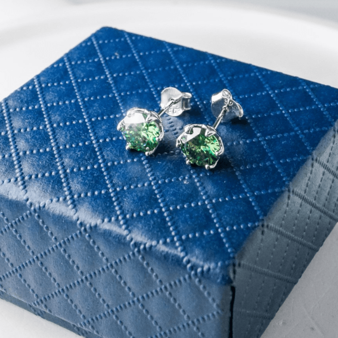 Kolczyki z diamentem Moissanite zielono niebieski Srebro 925 Moissanit