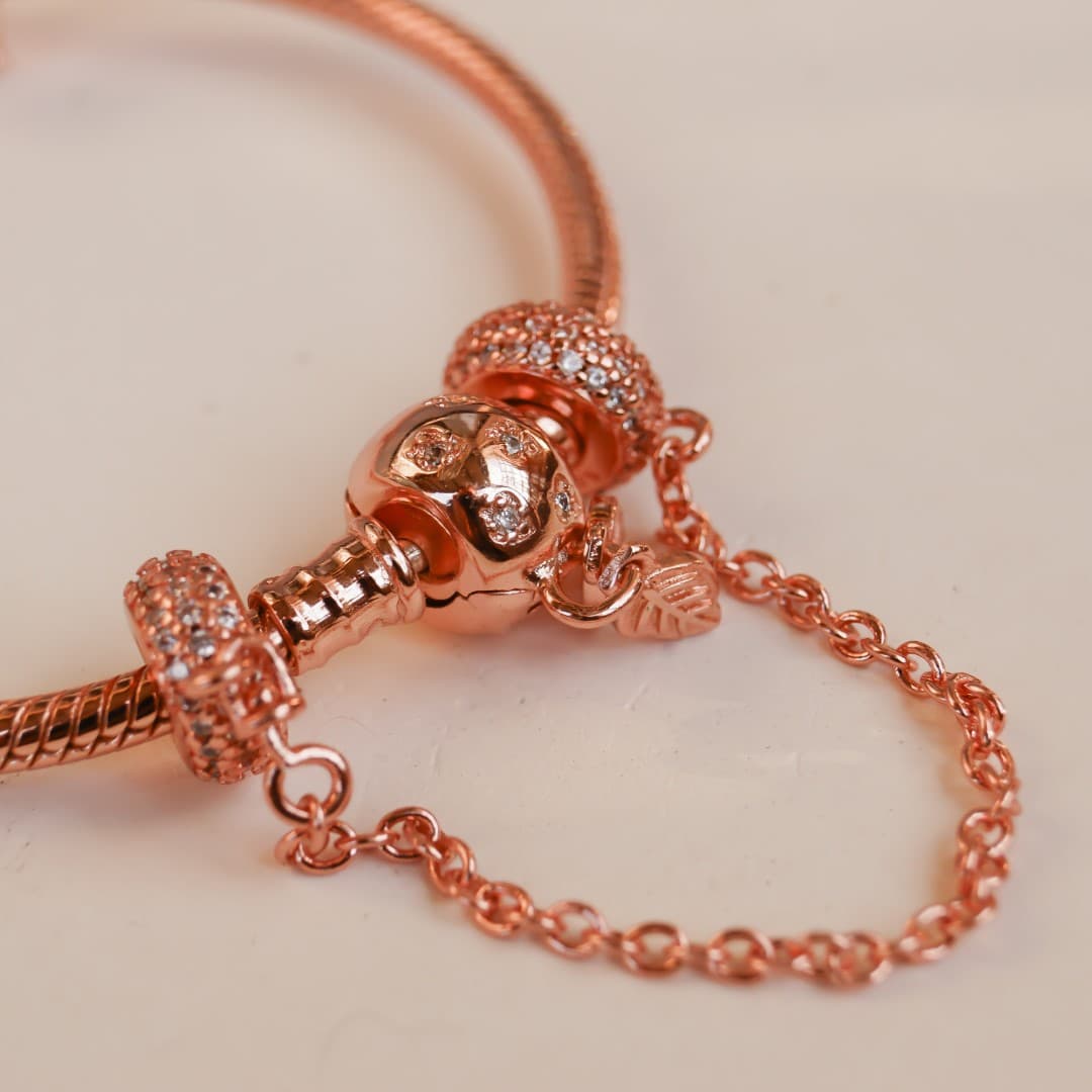 Łańcuszek zabezpieczający z gwintem srebro 925 różowe złoto rose gold