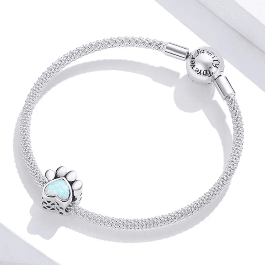 Charms  Łapka Psa Kota srebro 925 opal