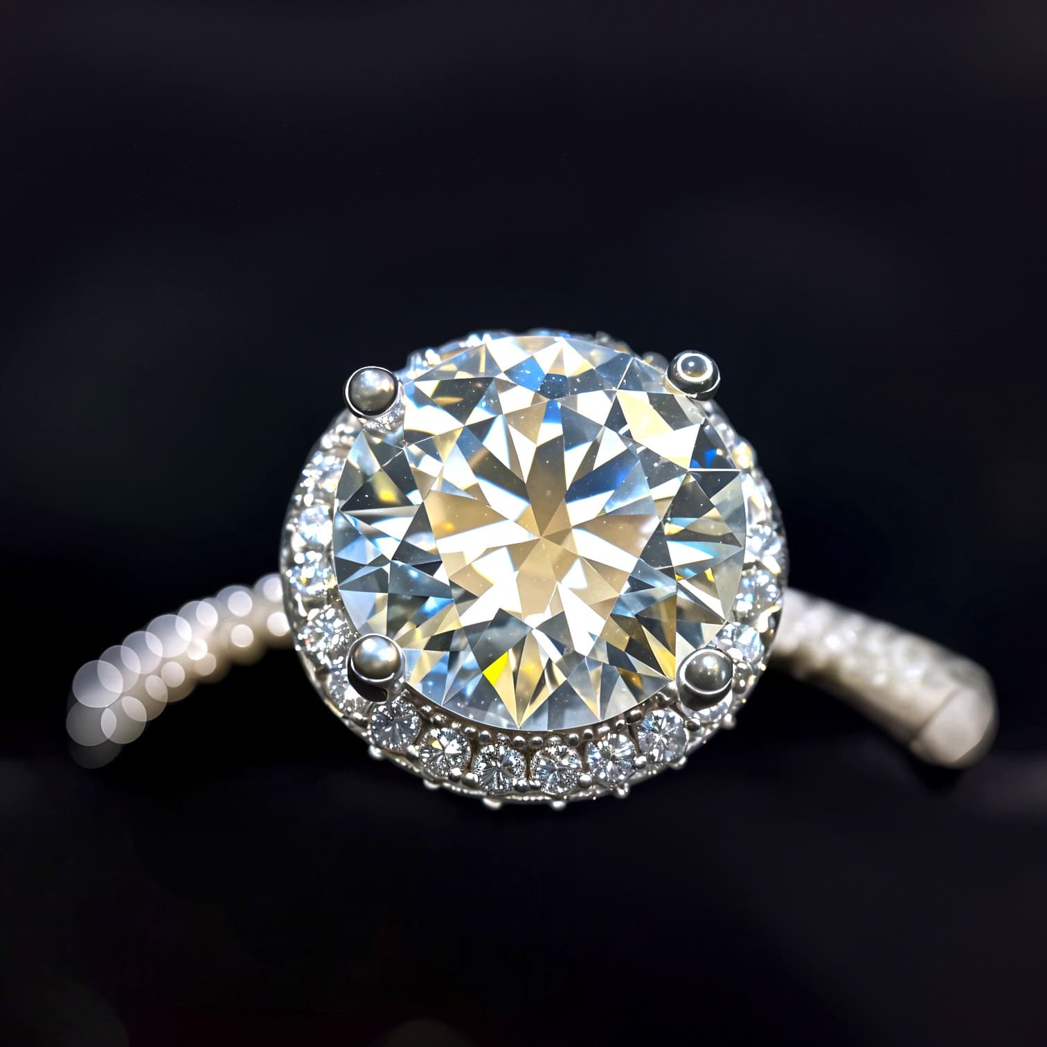 Pierścionek Halo Moissanite 2 ct srebro 925