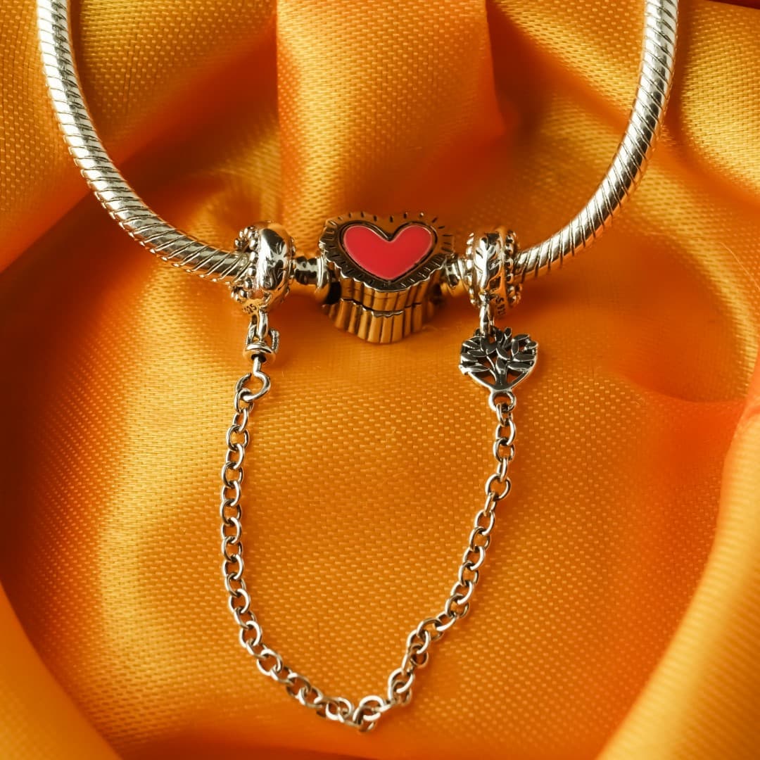 Łańcuszek zabezpieczający z gwintem Drzewo Family Srebro 925