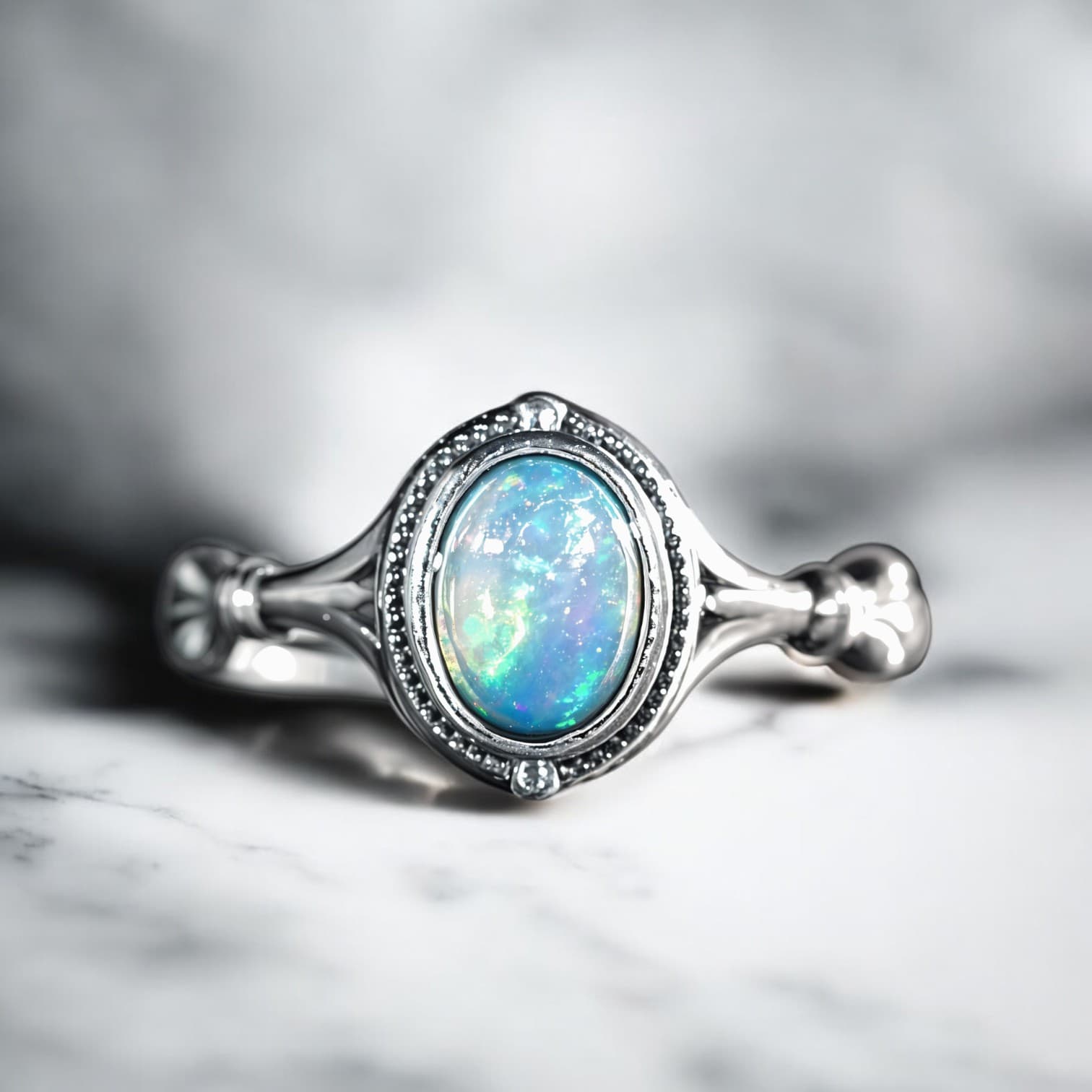 Pierścionek z OPALEM srebro 925 retro regulowany