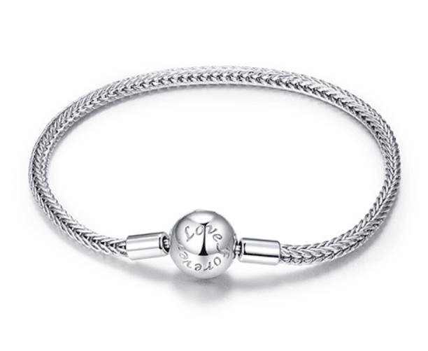 Bransoletka na charmsy ze splotem kłos srebro i platyna