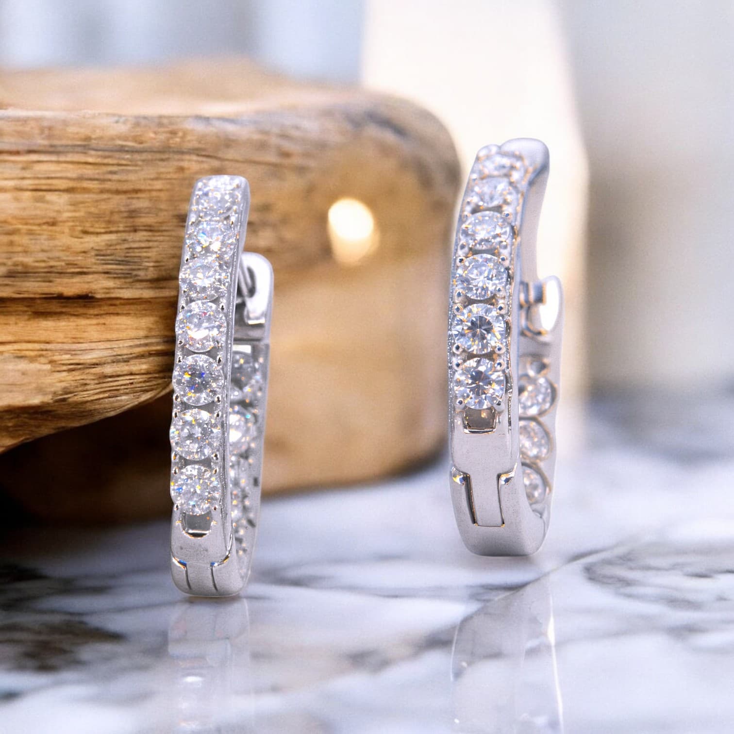 Kolczyki moissanit KOŁA srebro 925 białe złoto