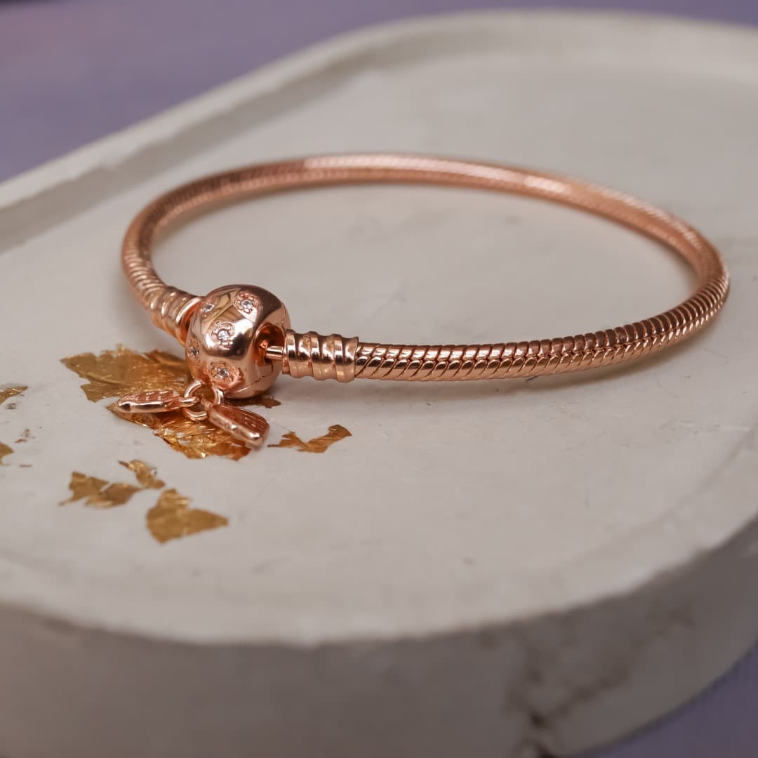 Bransoletka do charms modułowa typu Pandora w kolorze różowego złota