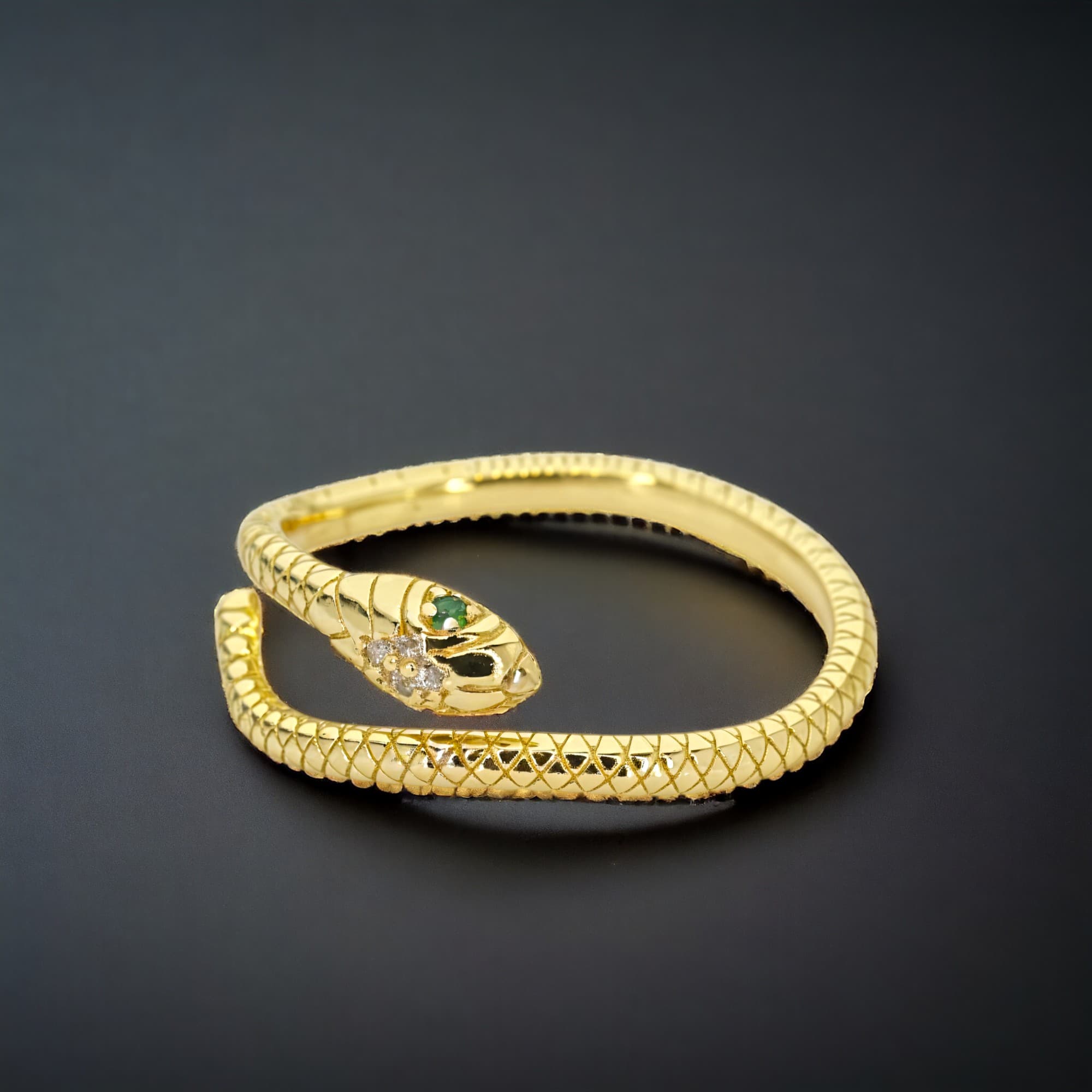 Pierścionek Złoty Wąż srebro 925 złoto regulowany żmija