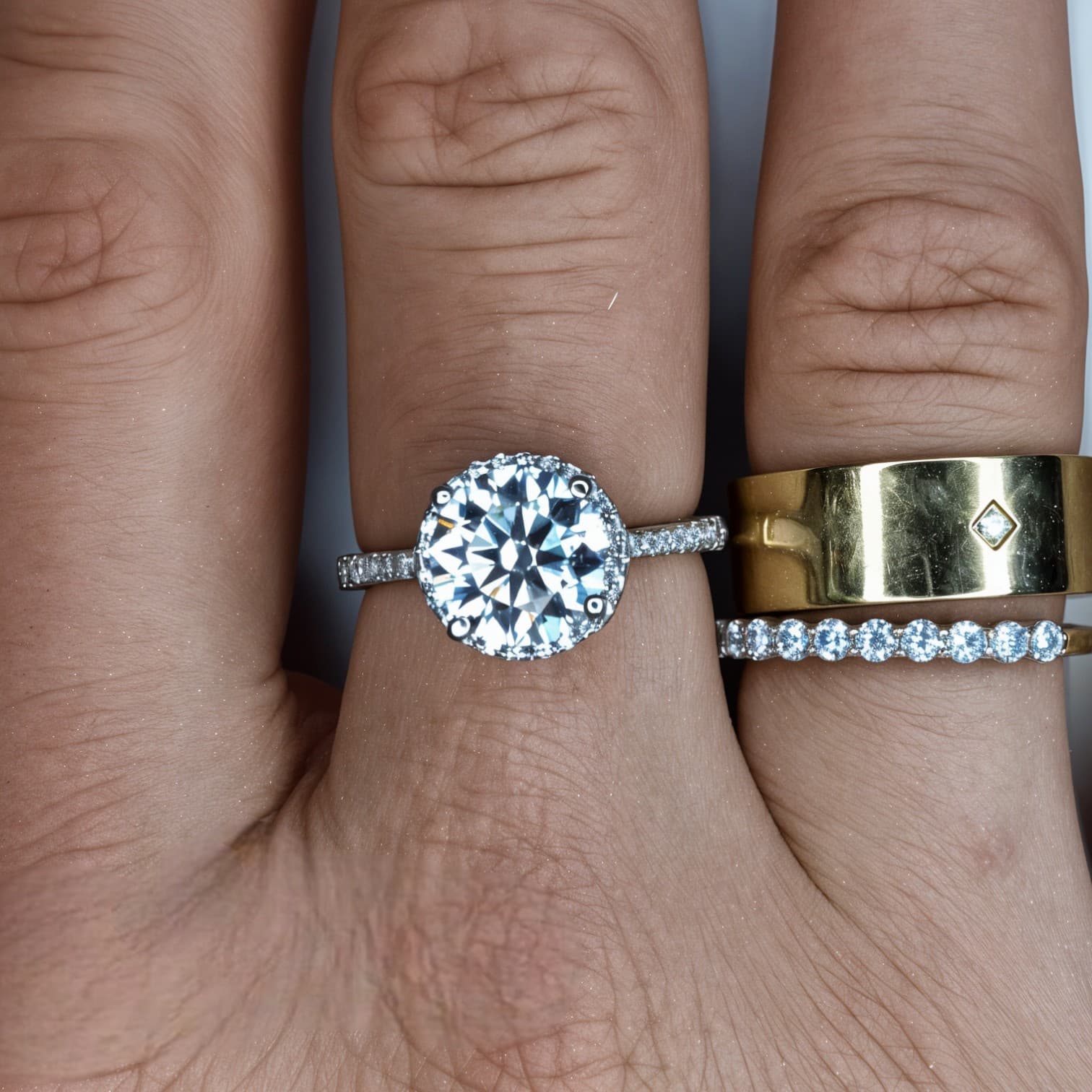 Pierścionek Halo Moissanite 2 ct srebro 925