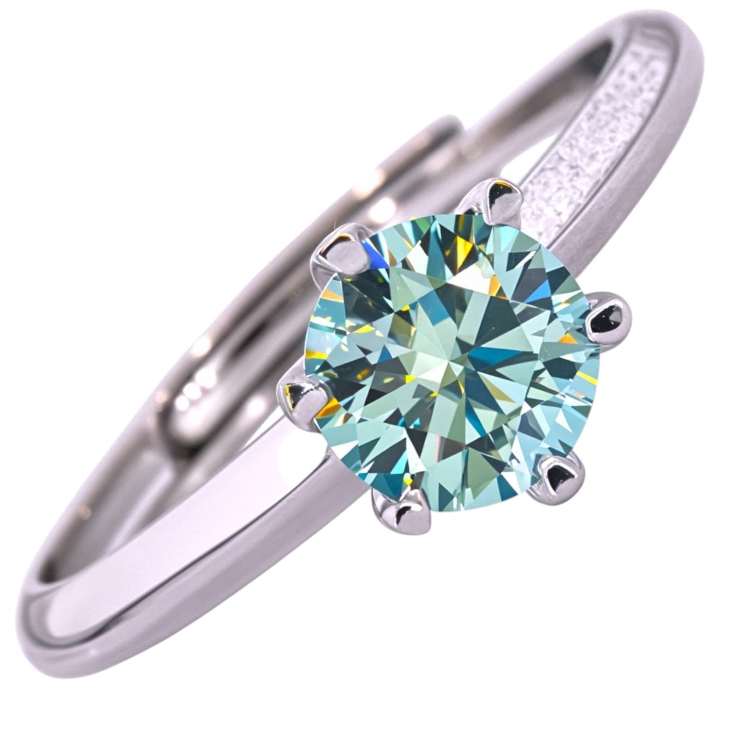 Pierścionek z diamentem Moissanite niebieski 1 ct regulowany