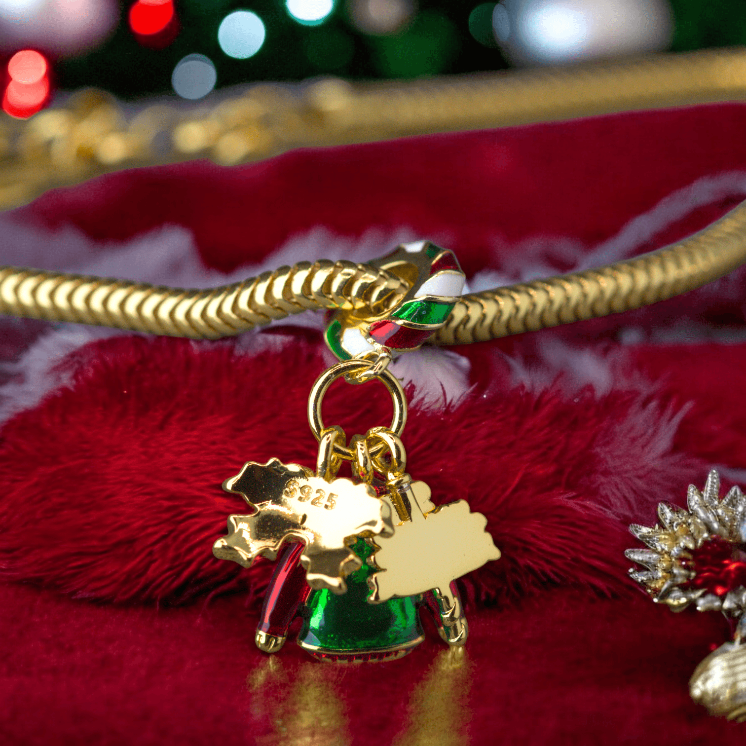 Charms ŚWIĄTECZNY jemioła sweter potrójny złoty srebro 925