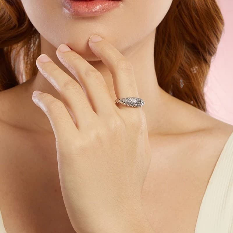 Barokowy pierścionek retro vintage Srebro 925 regulowany ornamenty