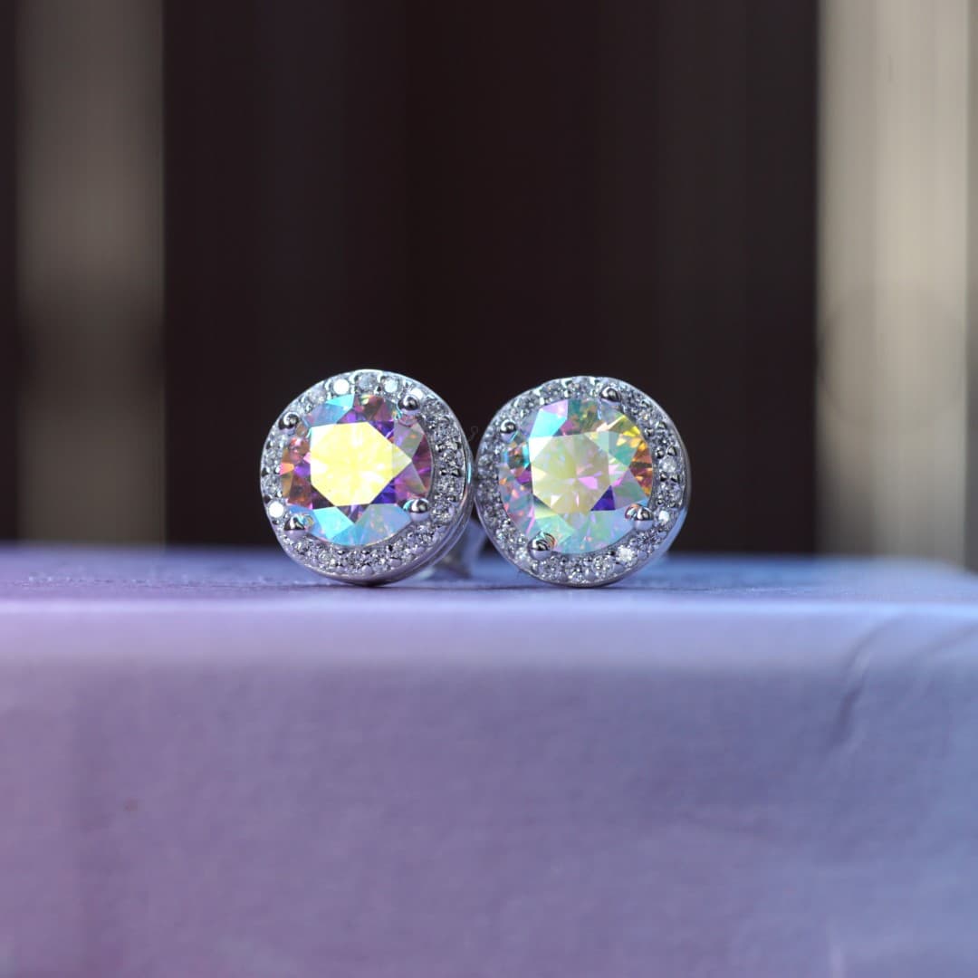 Kolczyki "Zorza Polarna" z diamentem Moissanite