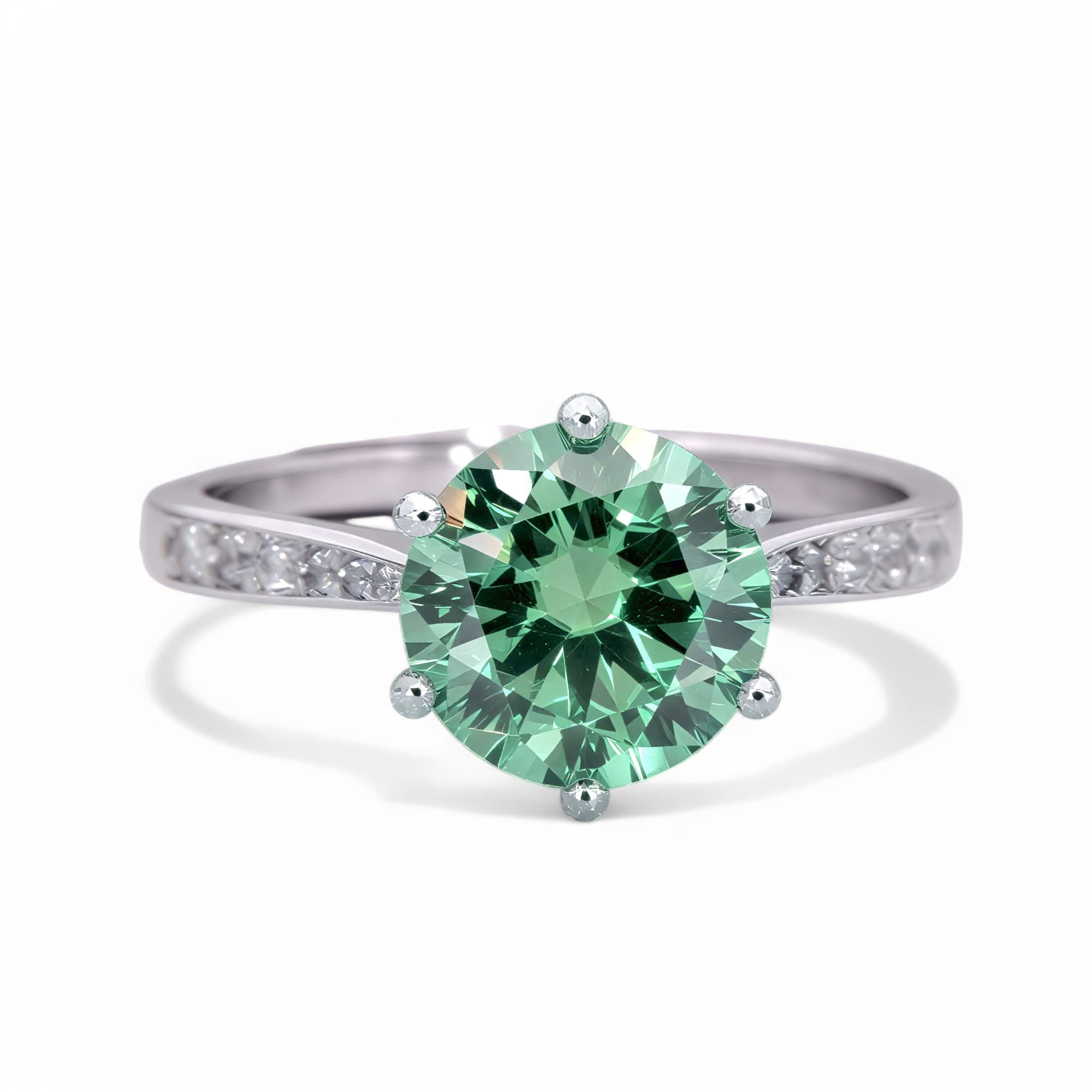 Pierścionek Moissanit 3 ct zielony duży kamień srebro 925 regulowany diament laboratoryjny