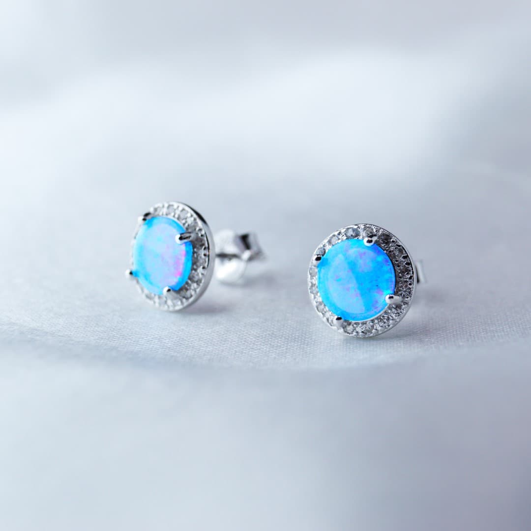 Opalizujące kolczyki srebro 925 opal