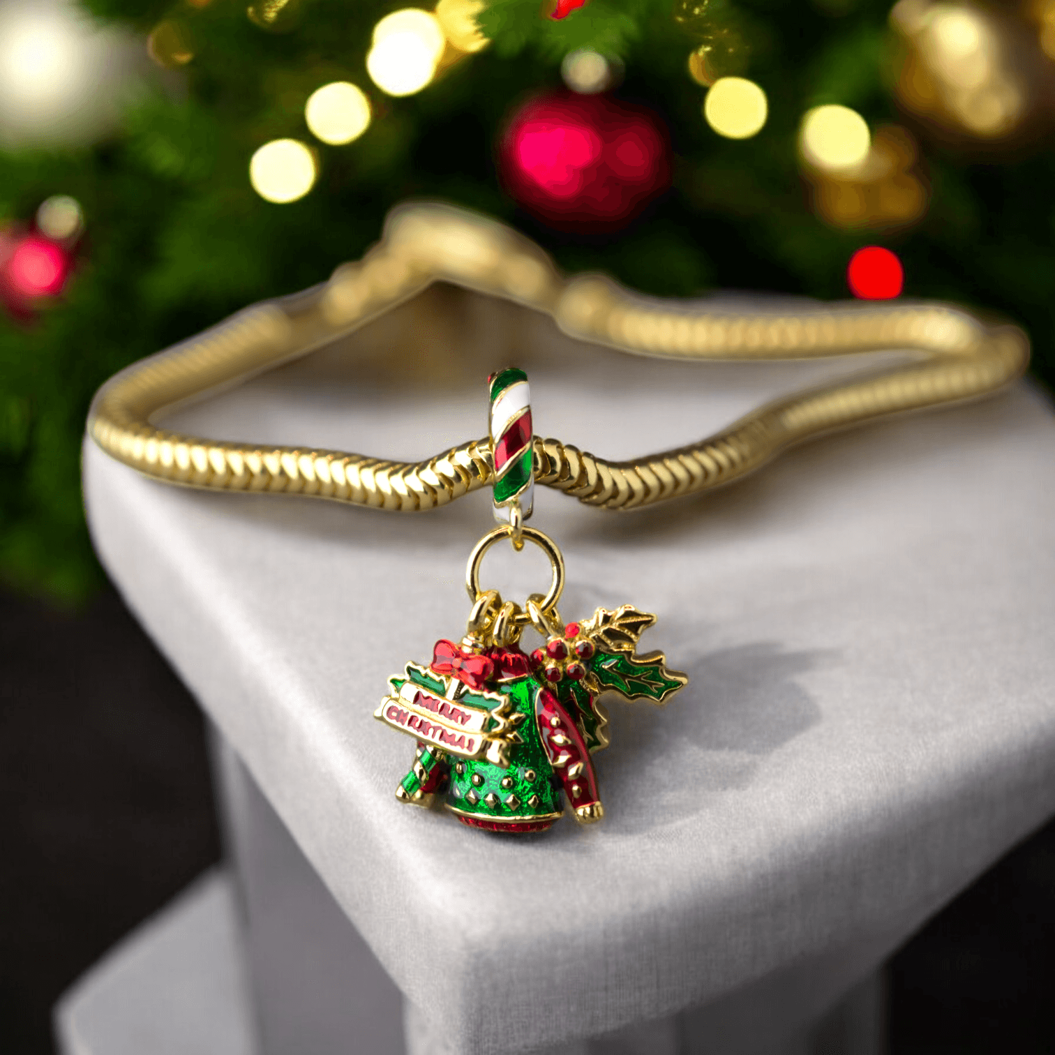 Charms ŚWIĄTECZNY jemioła sweter potrójny złoty srebro 925