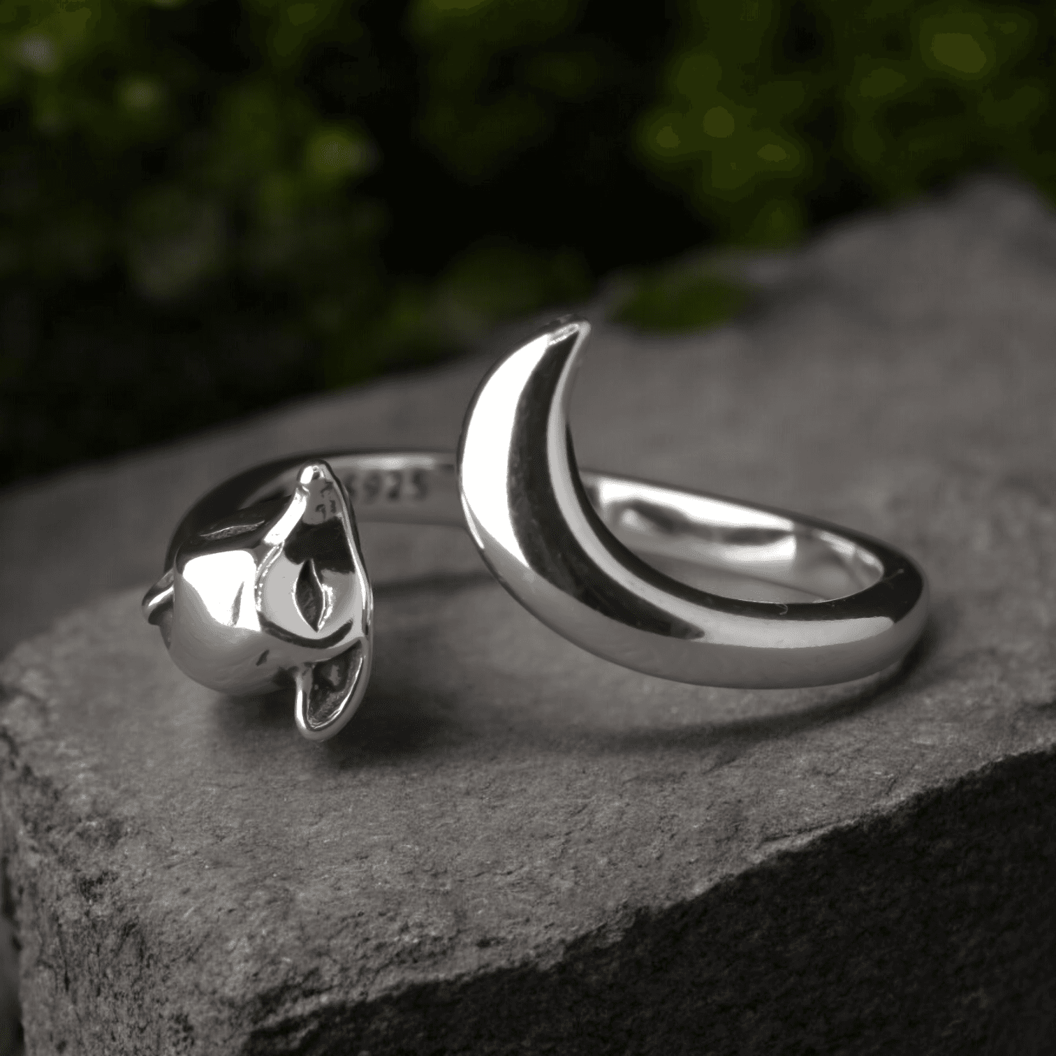 Pierścionek LIS srebro 929 regulowany zwierzęta lasu