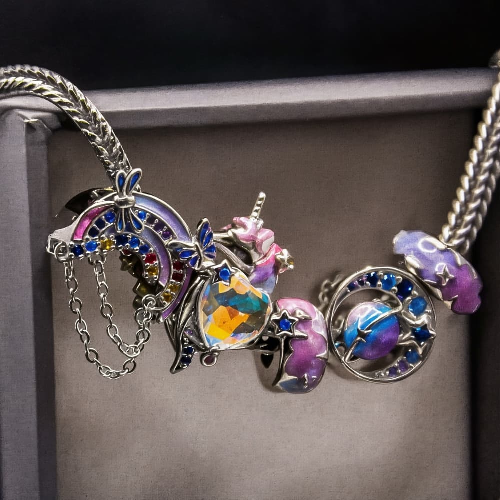 Charms Galaktyczna Podróż Srebro 925 Platyna – Kosmiczny Symbol Nieskończoności