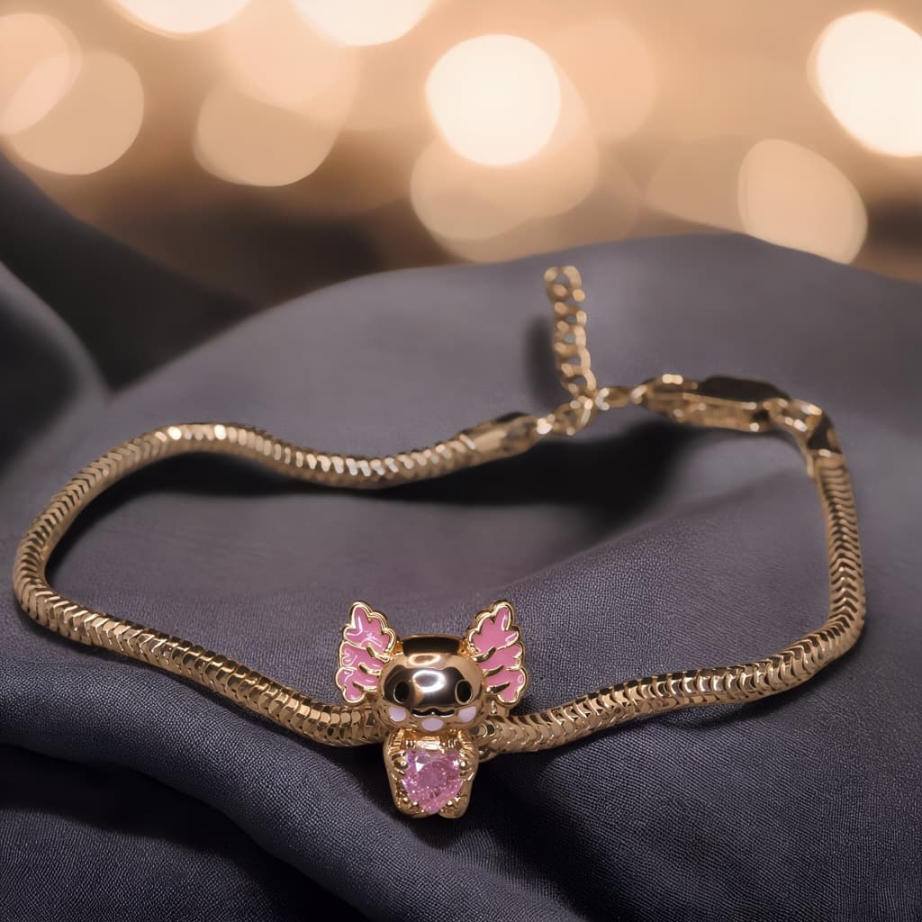 Charms AKSOLOTL srebro 925 różowe złoto Axolotl rose gold
