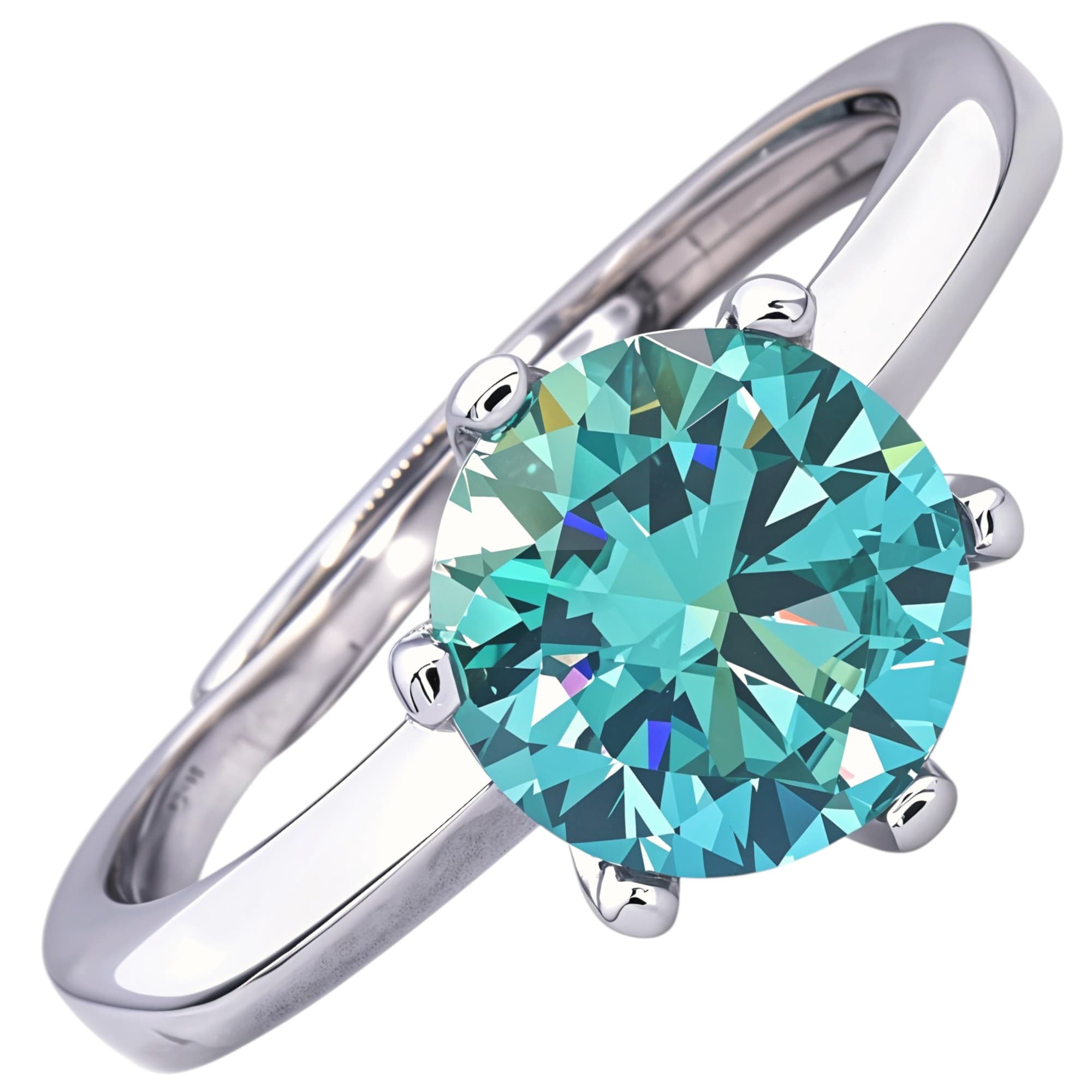 Pierścionek Moissanite 2 ct Błękit srebro 925 diament