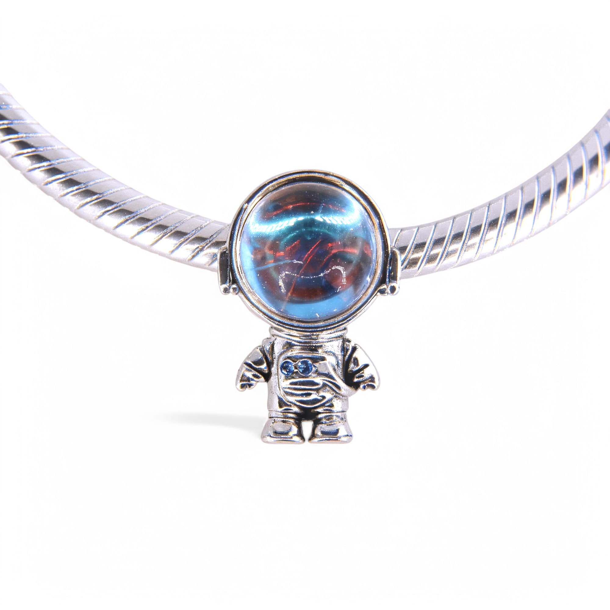 Charms zawieszka Astronauta srebro 925 kosmonauta kamień księżycowy