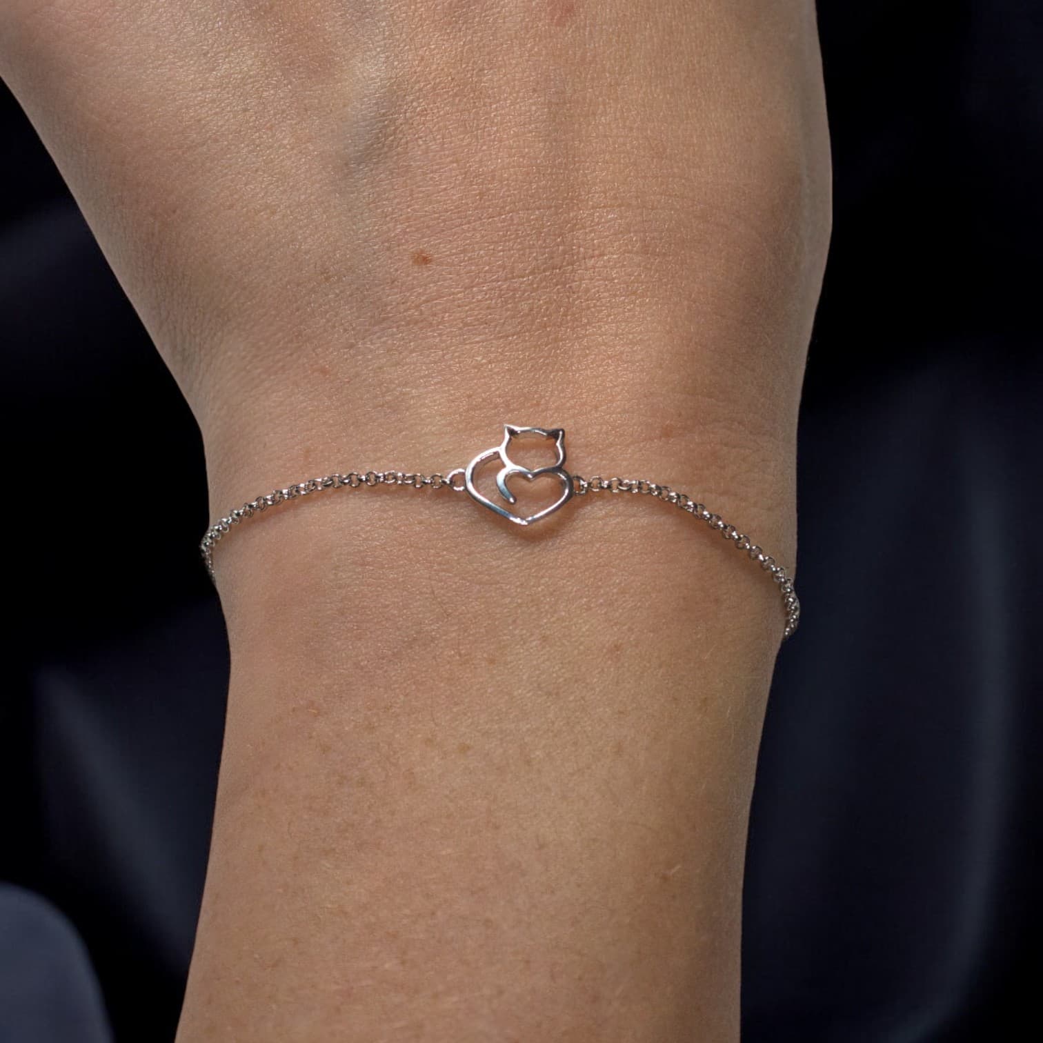 Bransoletka regulowana Kot srebro 925