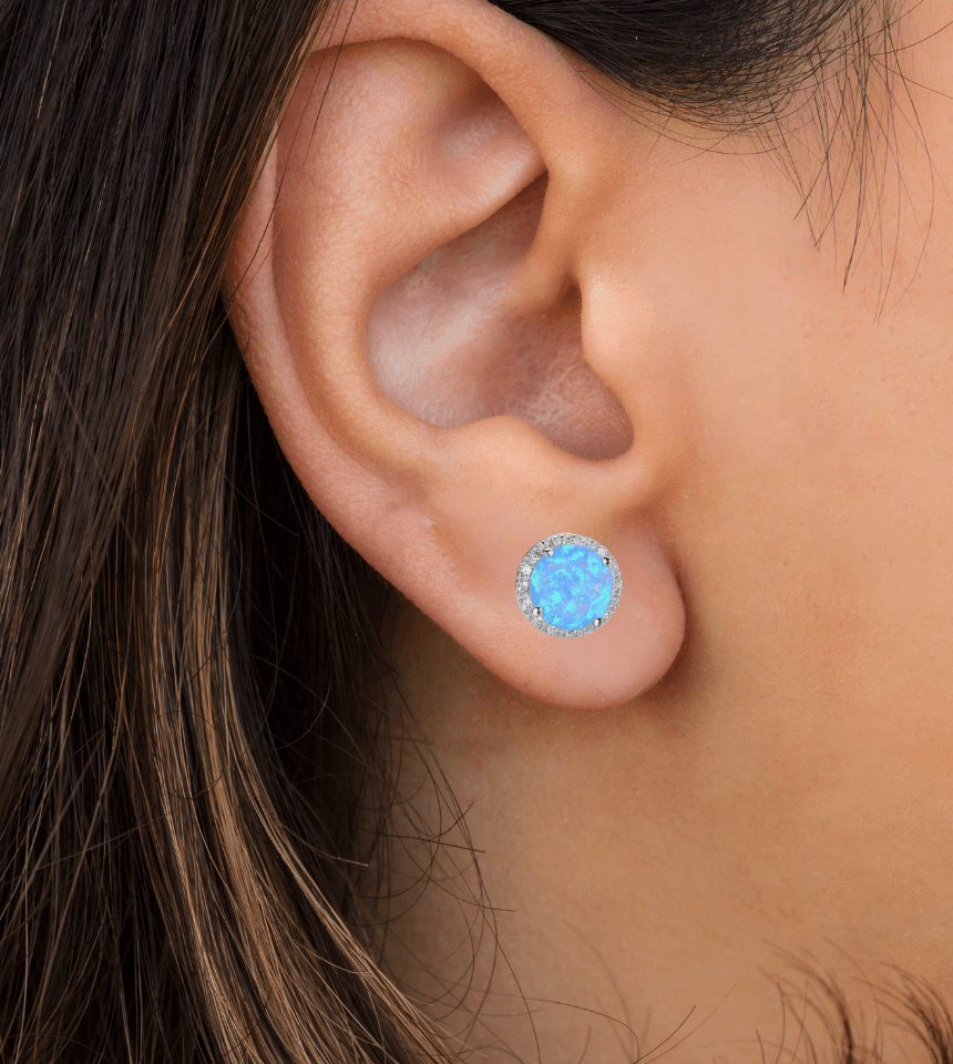 Opalizujące kolczyki srebro 925 opal